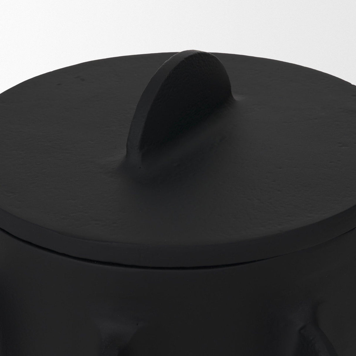 Mercana Deacon Large Matte Black Metal Canister with Sculptural Handles