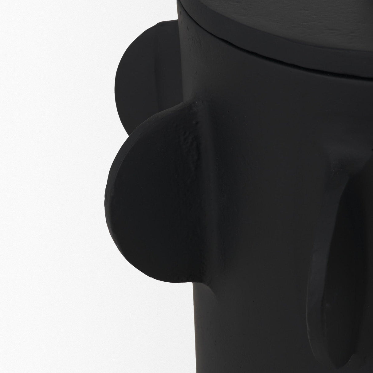 Mercana Deacon Large Matte Black Metal Canister with Sculptural Handles
