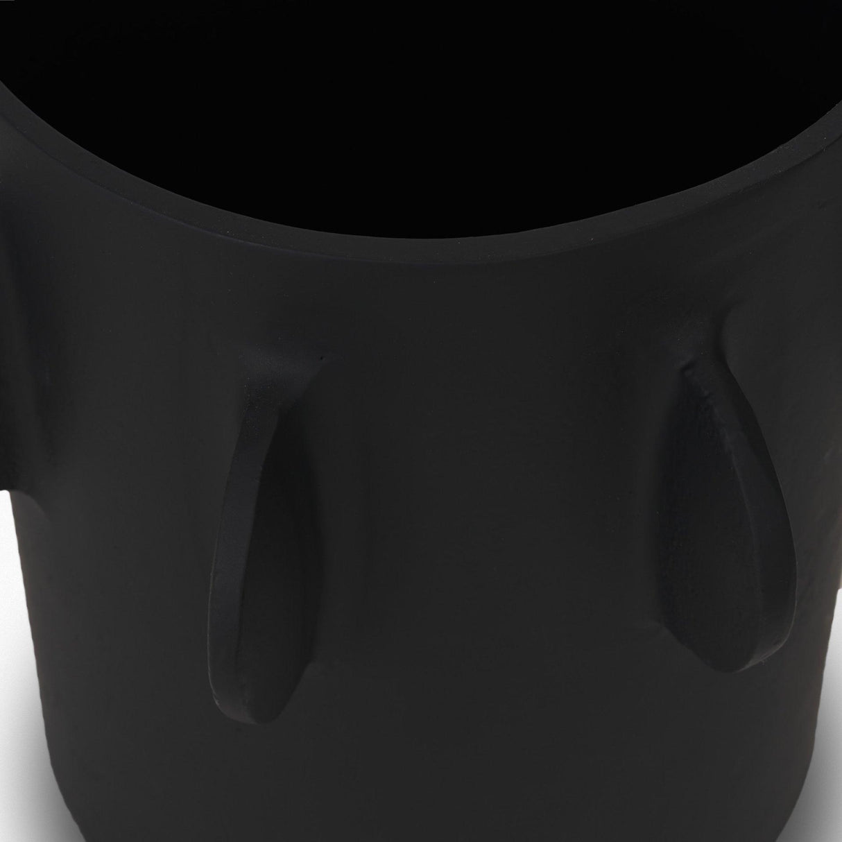 Mercana Deacon Large Matte Black Metal Canister with Sculptural Handles