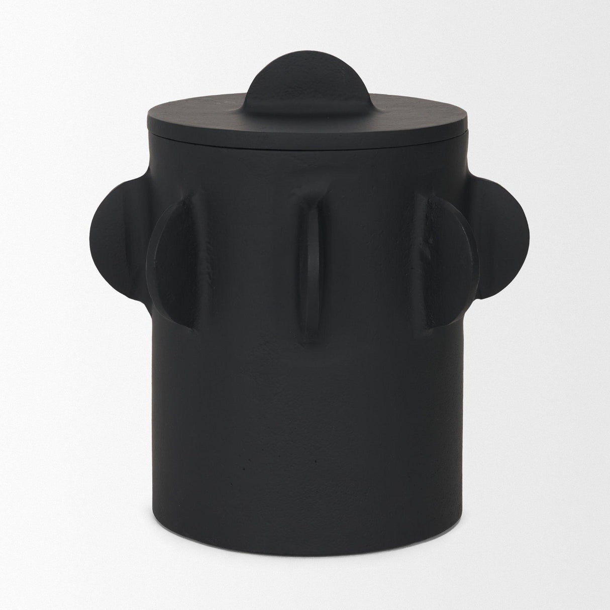 Mercana Deacon Large Matte Black Metal Canister with Sculptural Handles