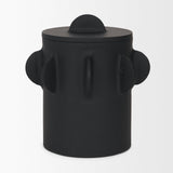 Mercana Deacon Large Matte Black Metal Canister with Sculptural Handles