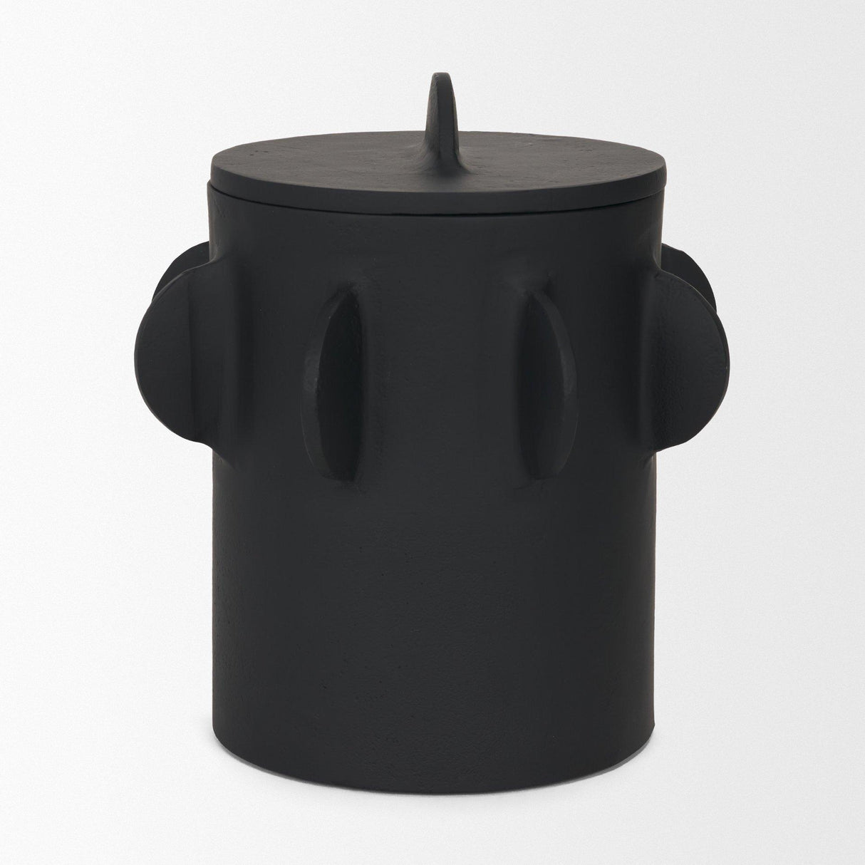 Mercana Deacon Large Matte Black Metal Canister with Sculptural Handles