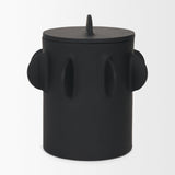 Mercana Deacon Large Matte Black Metal Canister with Sculptural Handles