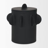 Mercana Deacon Large Matte Black Metal Canister with Sculptural Handles