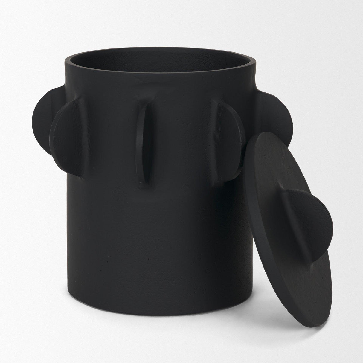 Mercana Deacon Large Matte Black Metal Canister with Sculptural Handles