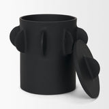 Mercana Deacon Large Matte Black Metal Canister with Sculptural Handles