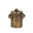 Mercana Deacon Small Antiqued Gold Metal Canister with Sculptural Handles
