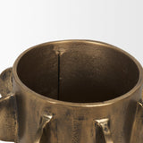 Mercana Deacon Small Antiqued Gold Metal Canister with Sculptural Handles
