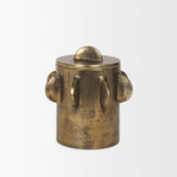 Mercana Deacon Small Antiqued Gold Metal Canister with Sculptural Handles