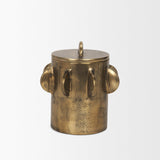 Mercana Deacon Small Antiqued Gold Metal Canister with Sculptural Handles