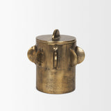 Mercana Deacon Small Antiqued Gold Metal Canister with Sculptural Handles
