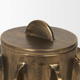 Mercana Deacon Small Antiqued Gold Metal Canister with Sculptural Handles