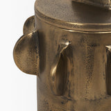 Mercana Deacon Small Antiqued Gold Metal Canister with Sculptural Handles