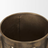 Mercana Deacon Large Antiqued Gold Metal Canister with Sculptural Handles