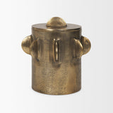 Mercana Deacon Large Antiqued Gold Metal Canister with Sculptural Handles