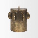 Mercana Deacon Large Antiqued Gold Metal Canister with Sculptural Handles