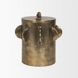 Mercana Deacon Large Antiqued Gold Metal Canister with Sculptural Handles