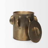 Mercana Deacon Large Antiqued Gold Metal Canister with Sculptural Handles