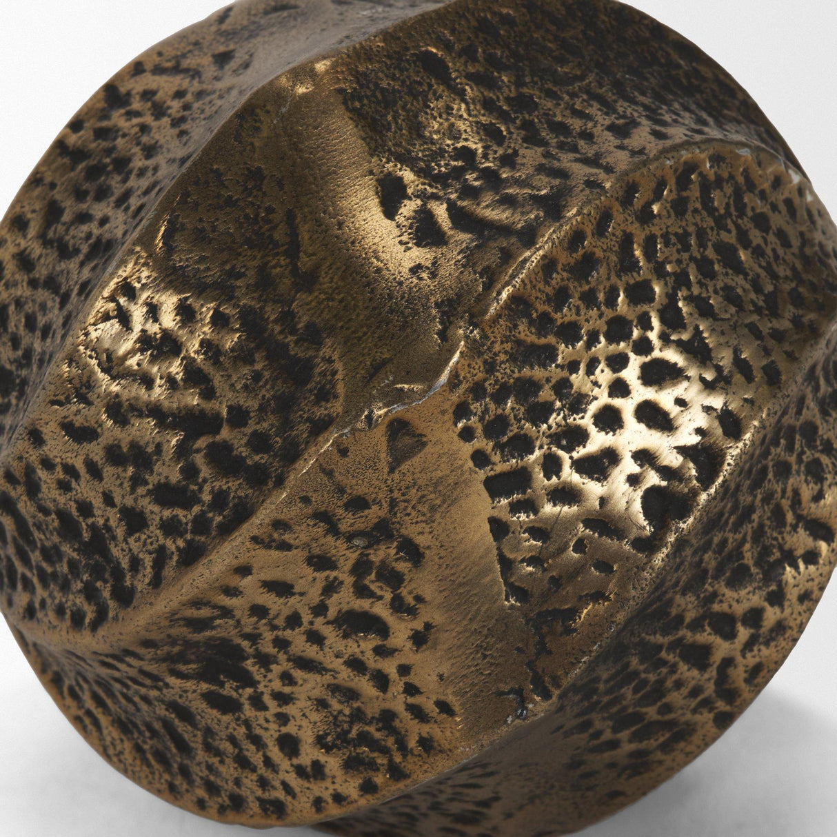 Mercana Imani Small Sculptural Textured Antiqued Gold Metal Decorative Orb Object