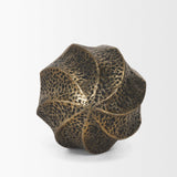 Mercana Imani Small Sculptural Textured Antiqued Gold Metal Decorative Orb Object