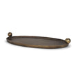 Mercana Jianna Small Oval Textured Antiqued Gold Metal Tray with Handles