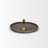 Mercana Jianna Small Oval Textured Antiqued Gold Metal Tray with Handles