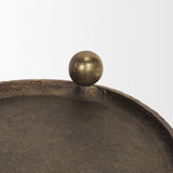 Mercana Jianna Small Oval Textured Antiqued Gold Metal Tray with Handles