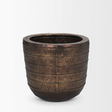 Mercana Aivana Large Antiqued Gold Metal Floor Vase