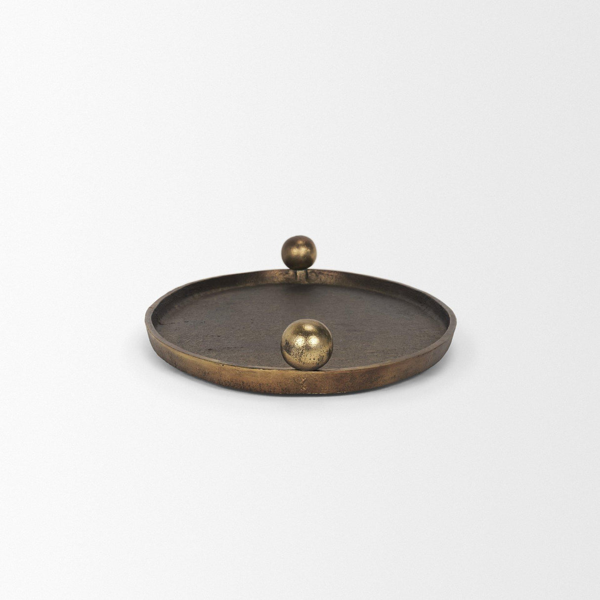 Mercana Jianna Large Oval Textured Antiqued Gold Metal Tray with Handles