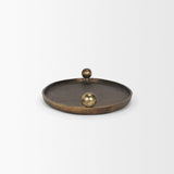 Mercana Jianna Large Oval Textured Antiqued Gold Metal Tray with Handles