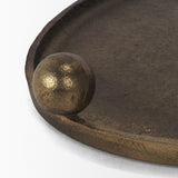 Mercana Jianna Large Oval Textured Antiqued Gold Metal Tray with Handles