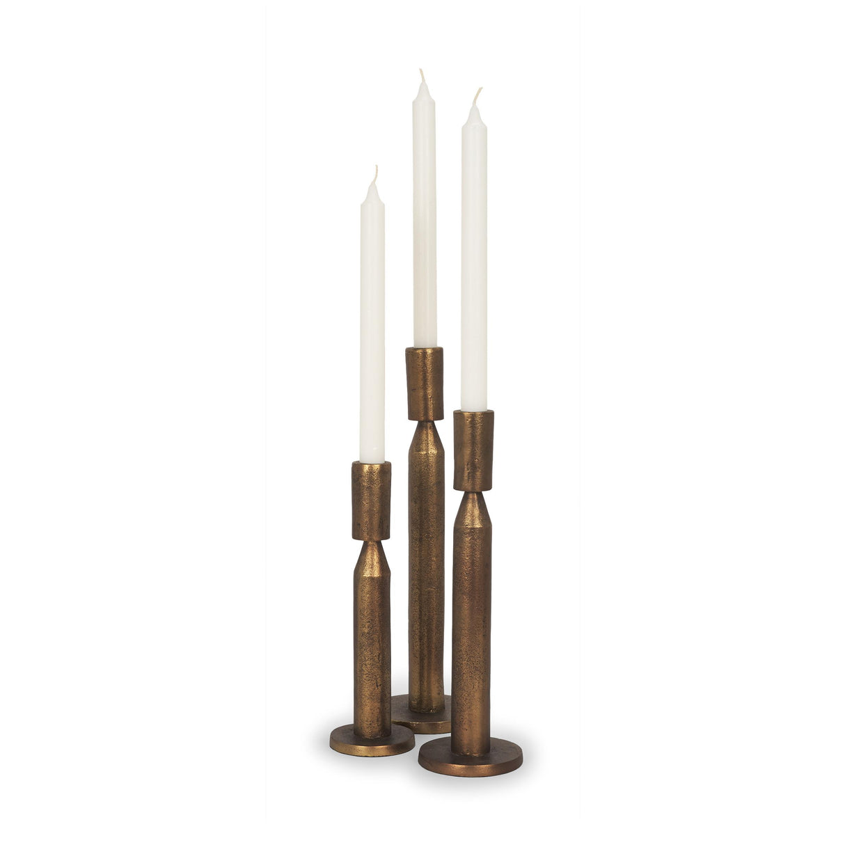 Mercana Declan Antiqued Brass Cast Metal Taper Candle Holder