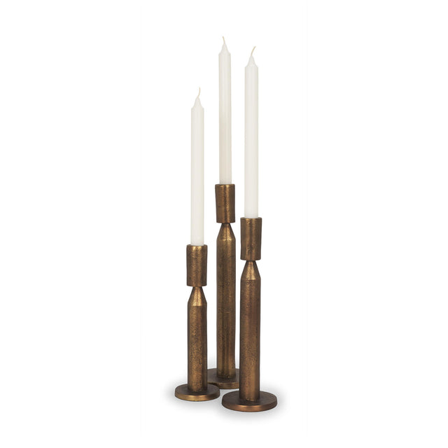 Mercana Declan Antiqued Brass Cast Metal Taper Candle Holder