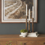 Mercana Declan Antiqued Brass Cast Metal Taper Candle Holder