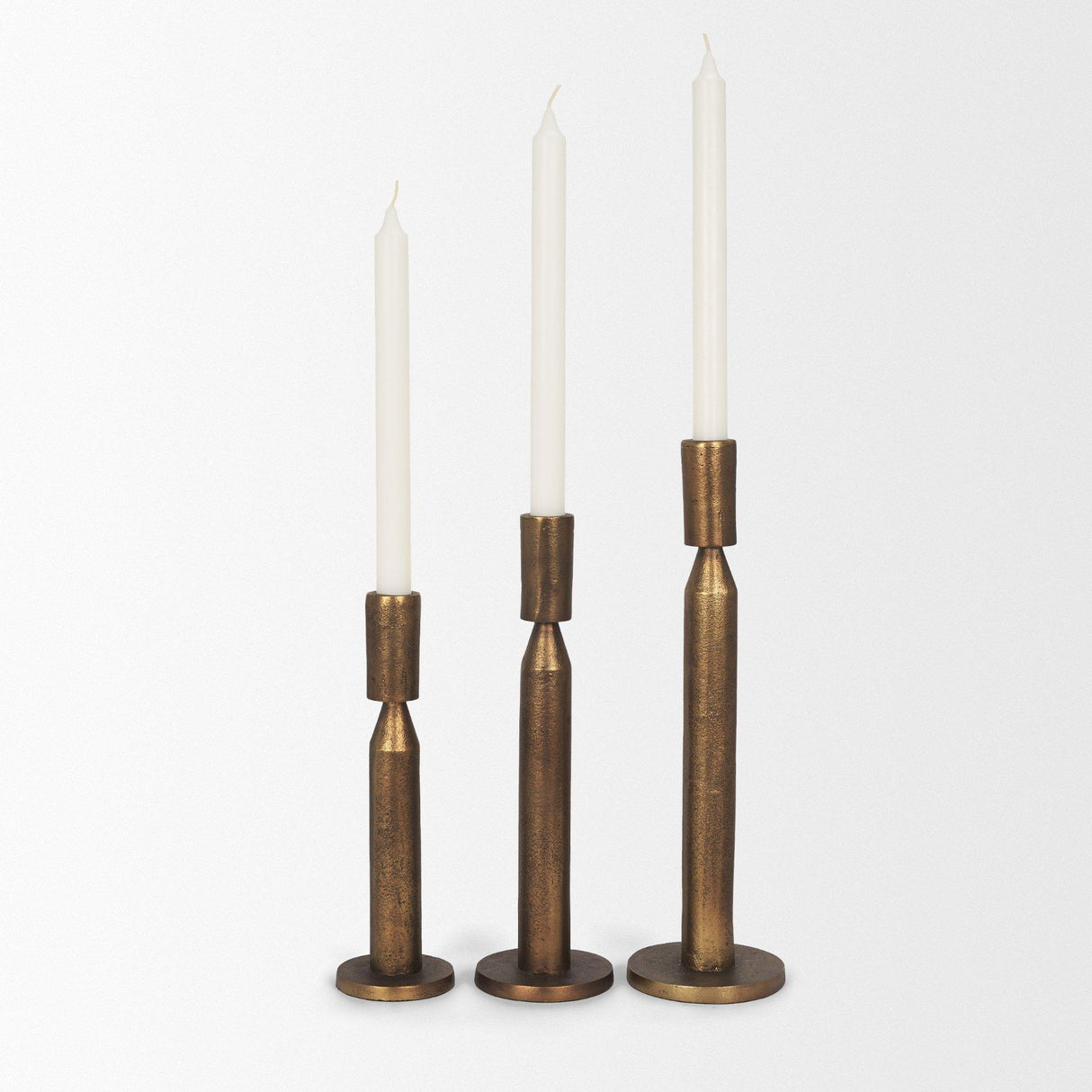 Mercana Declan Antiqued Brass Cast Metal Taper Candle Holder