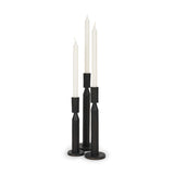Mercana Declan Textured Matte Black Cast Metal Taper Candle Holder