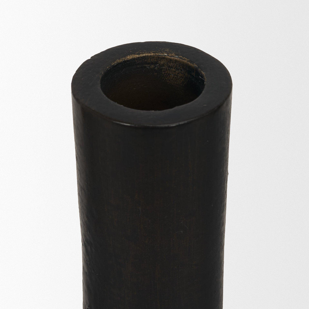 Mercana Declan Textured Matte Black Cast Metal Taper Candle Holder
