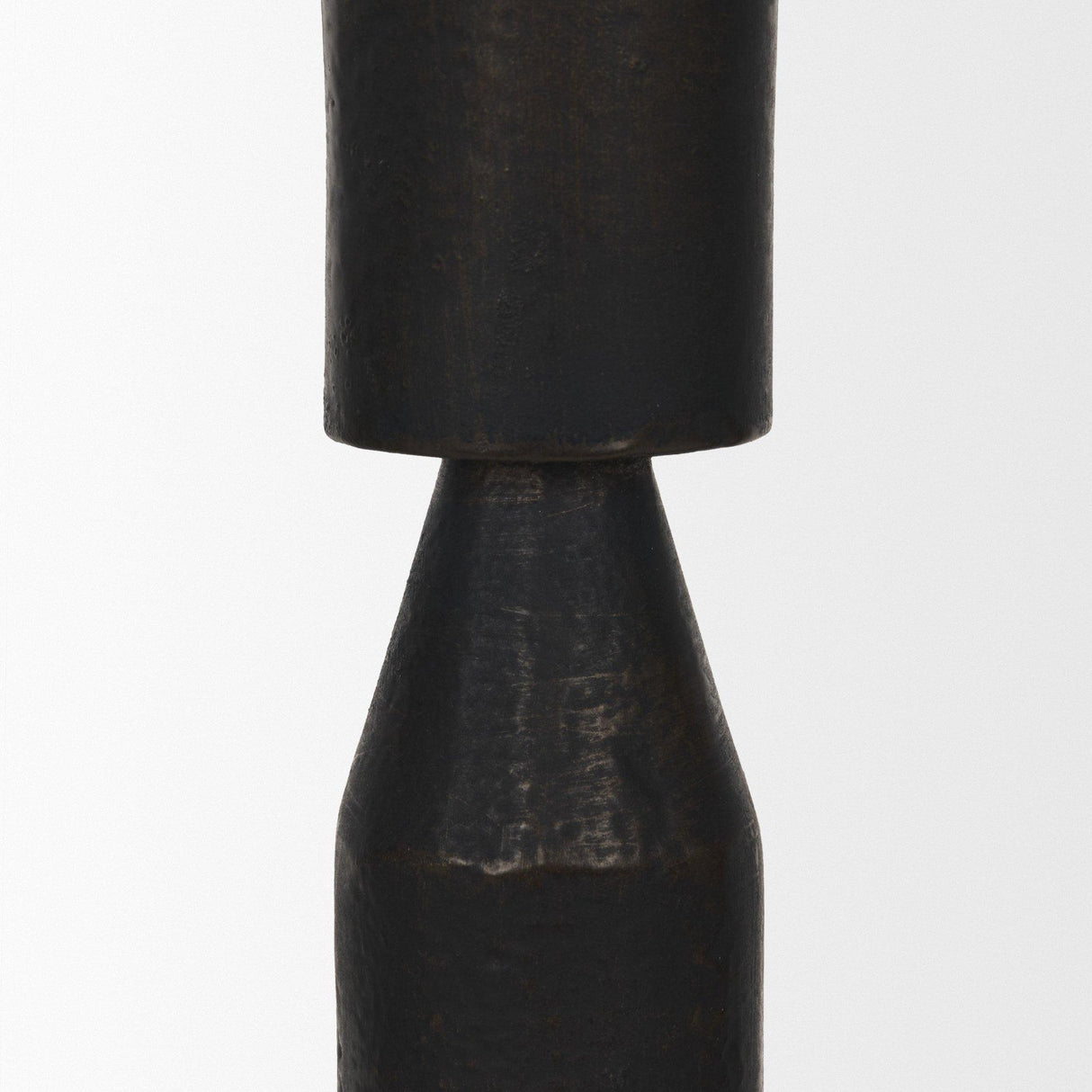 Mercana Declan Textured Matte Black Cast Metal Taper Candle Holder