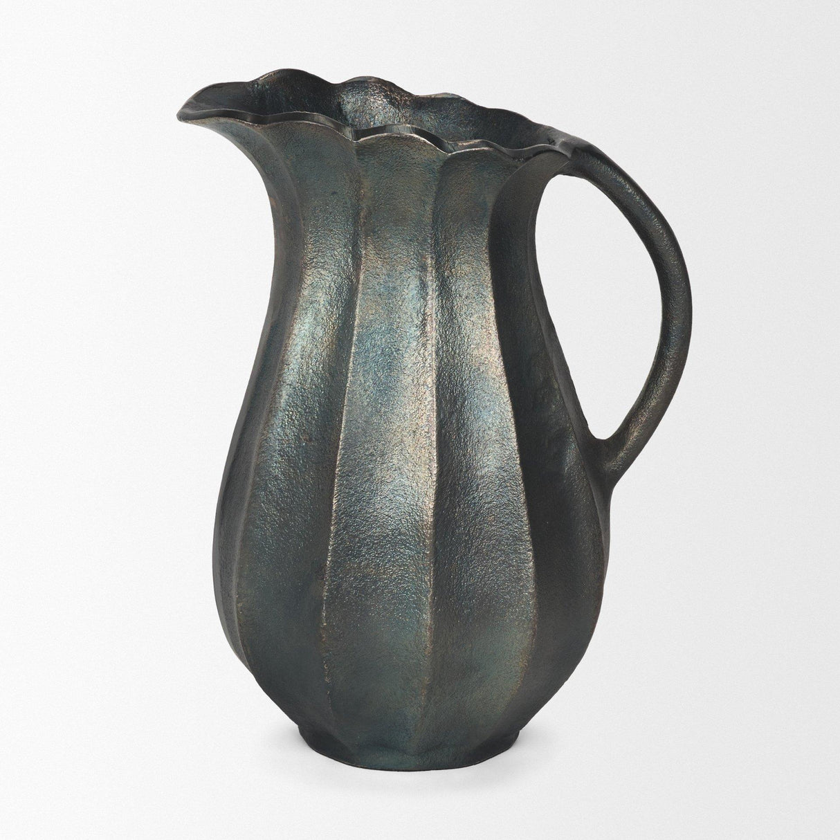Mercana Anya Matte Black Scalloped Petal Cast Metal Jug