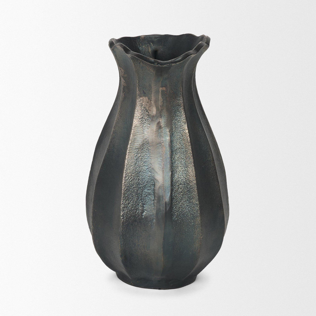 Mercana Anya Matte Black Scalloped Petal Cast Metal Jug