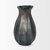 Mercana Anya Matte Black Scalloped Petal Cast Metal Jug