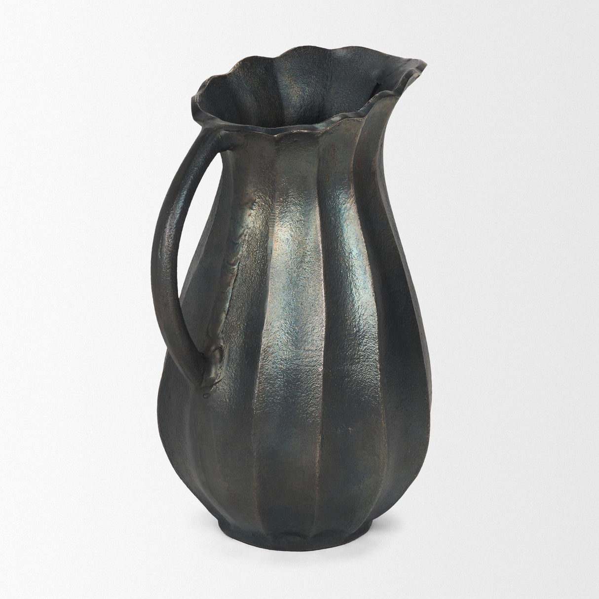Mercana Anya Matte Black Scalloped Petal Cast Metal Jug