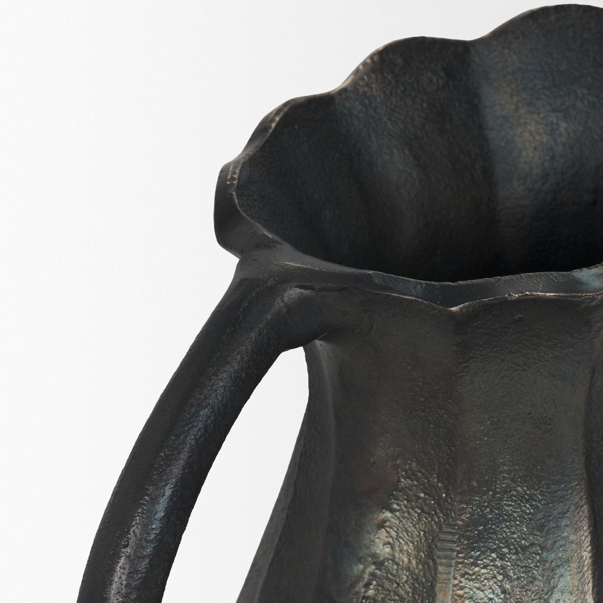 Mercana Anya Matte Black Scalloped Petal Cast Metal Jug