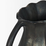 Mercana Anya Matte Black Scalloped Petal Cast Metal Jug