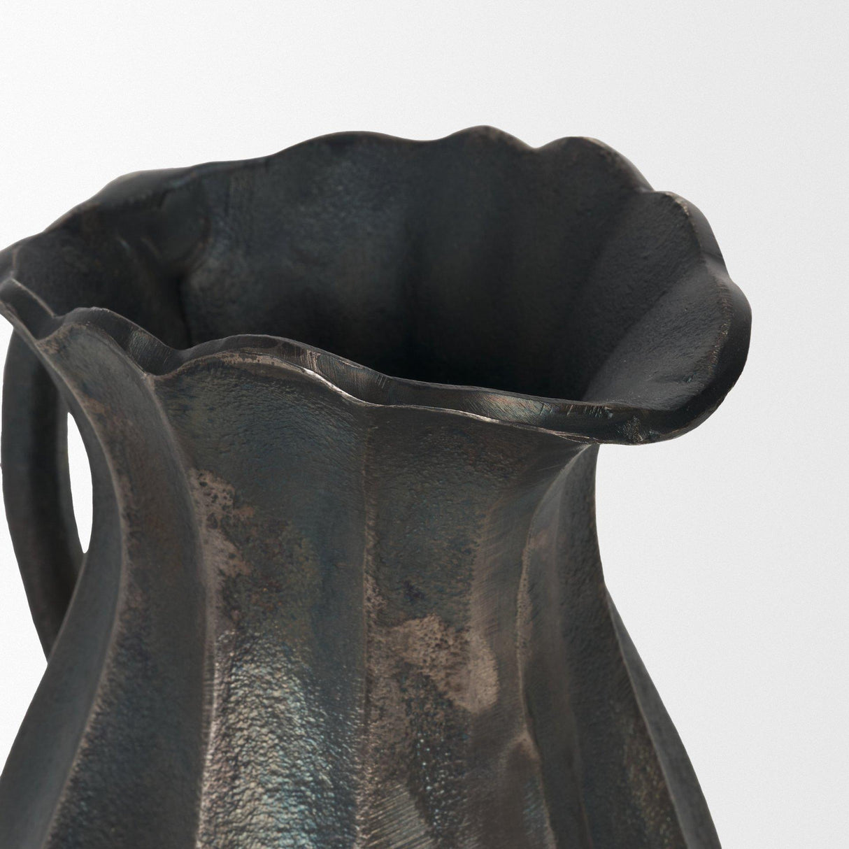 Mercana Anya Matte Black Scalloped Petal Cast Metal Jug