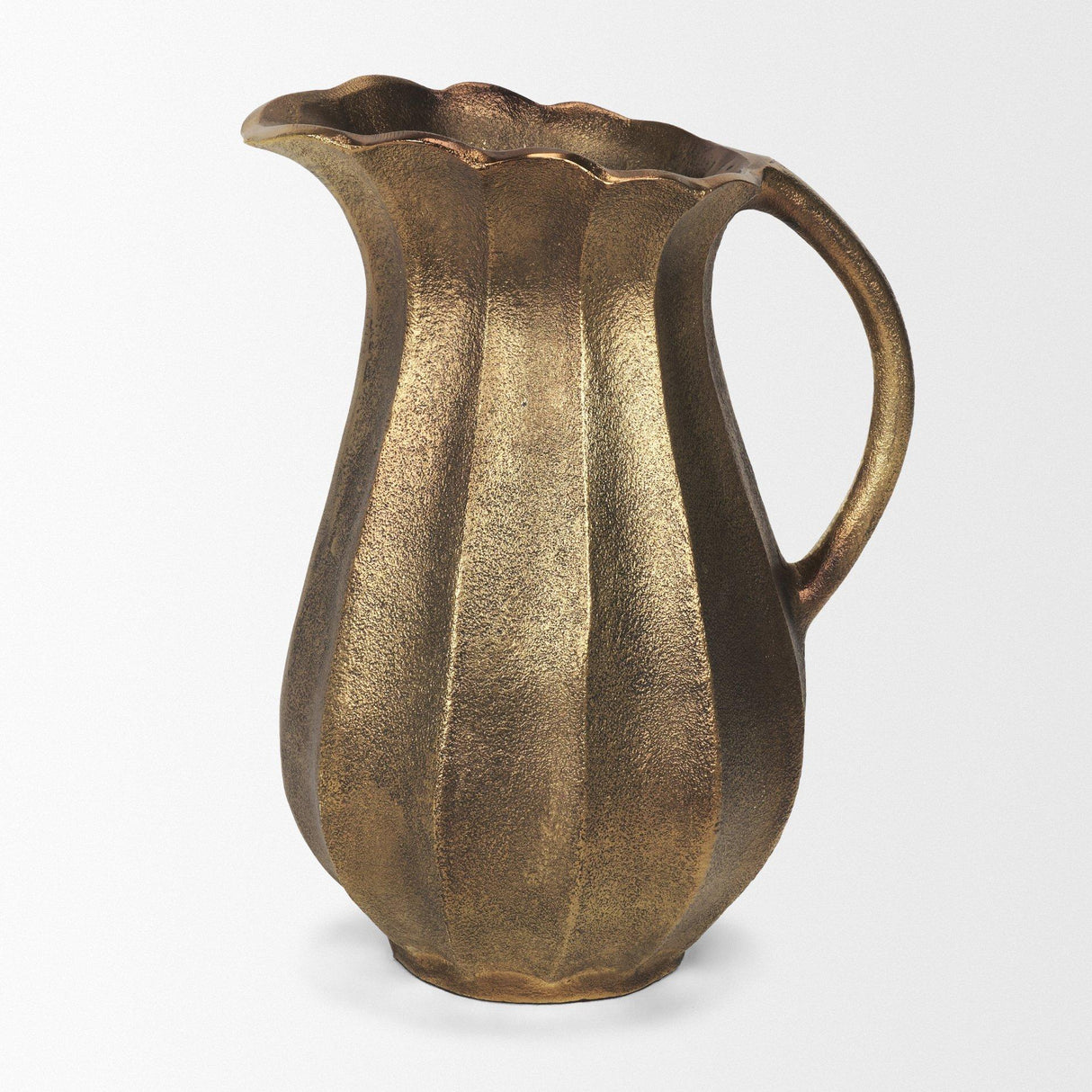 Mercana Anya Antiqued Brass Scalloped Petal Cast Metal Jug