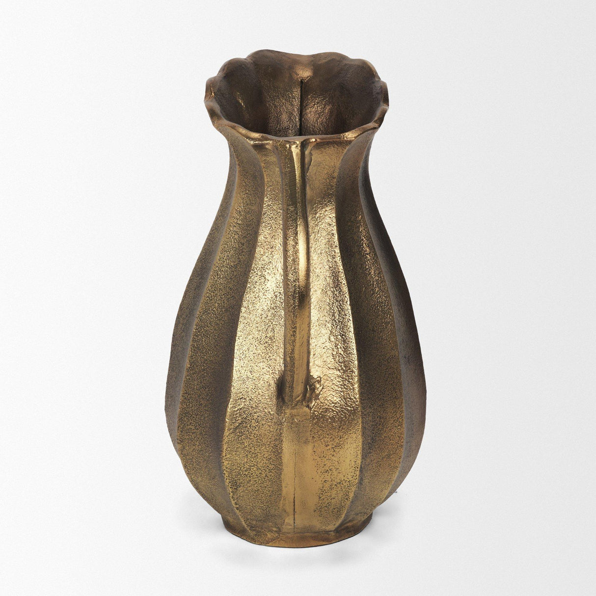 Mercana Anya Antiqued Brass Scalloped Petal Cast Metal Jug