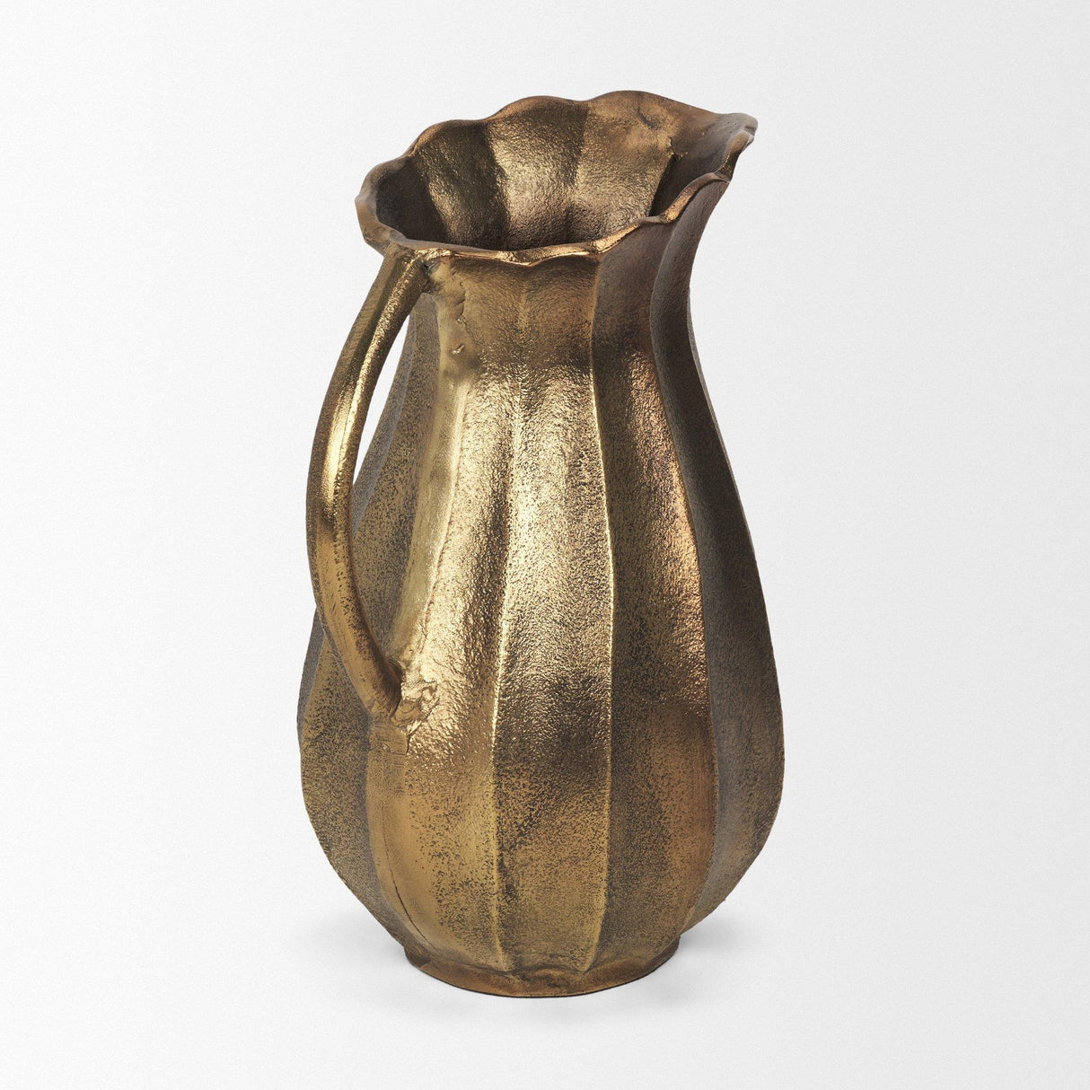 Mercana Anya Antiqued Brass Scalloped Petal Cast Metal Jug