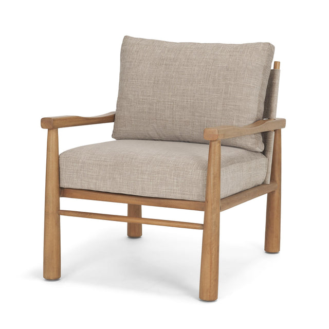 Mercana Witton Gray Fabric Beech Wood Slingback Backrest Accent Lounge Chair