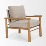 Mercana Witton Gray Fabric Beech Wood Slingback Backrest Accent Lounge Chair